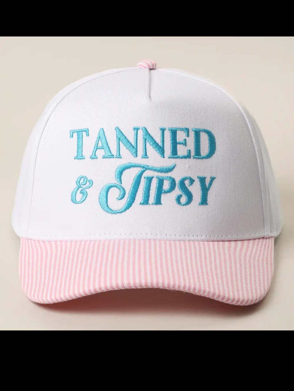 Tanned & Tipsy Pink-Striped Trucker Hat